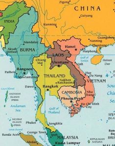 Map of Southeast Asia - Thailand, Laos, Vietnam, Cambodia